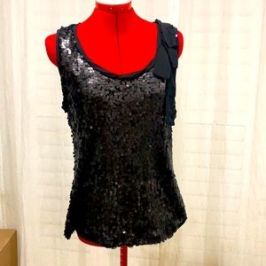 Black sleeveless sequin top
